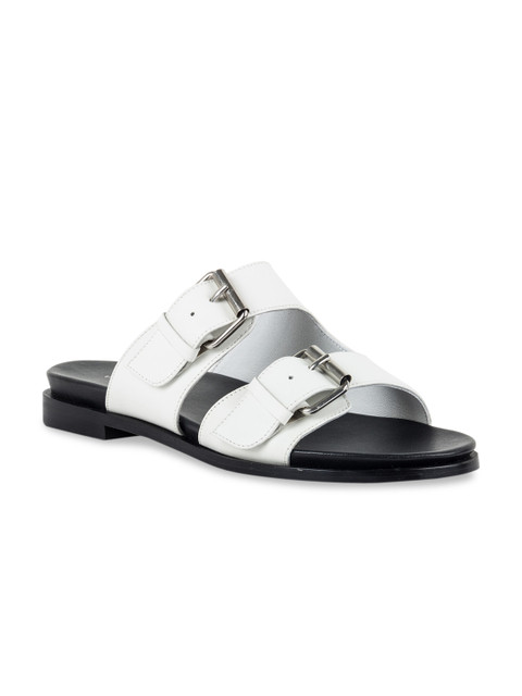 

Vanilla Moon Women White Solid Leather Open Toe Flats
