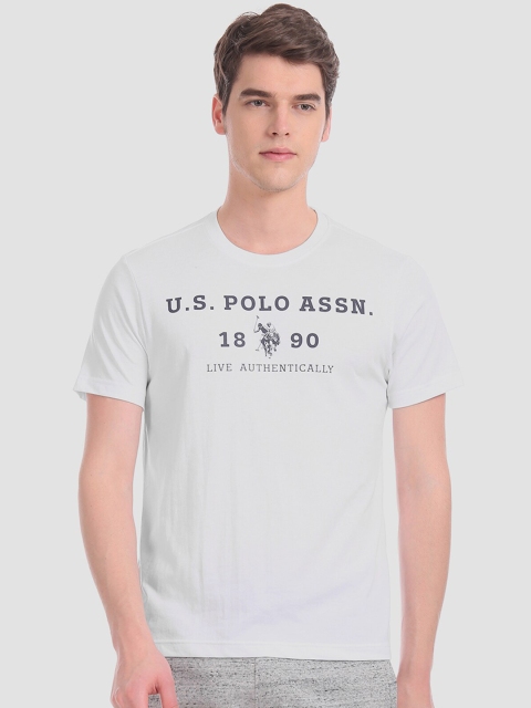 

U.S. Polo Assn. Men White Printed Round Neck T-shirt