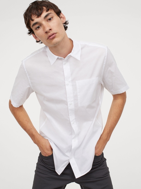 

H&M Men White Cotton Shirt Regular Fit