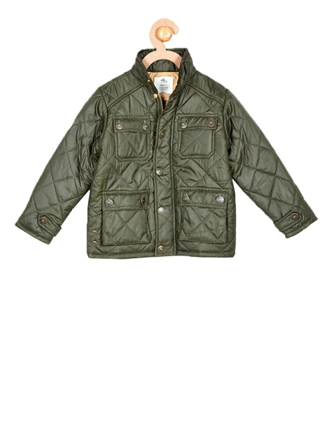 Cherry Crumble Kids Green Solid Quilted Jacket