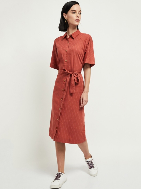

max Women Maroon Solid Shirt Dress