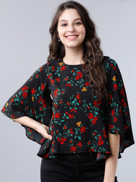 

Tokyo Talkies Women Black Printed Kaftan Top
