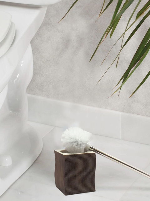 

OBSESSIONS Brown & White Textured Polyresin Alvina Toilet Brush With Holder
