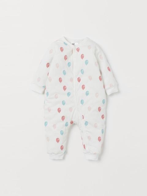 

H&M Boys White Printed Padded All-In-One Rompers