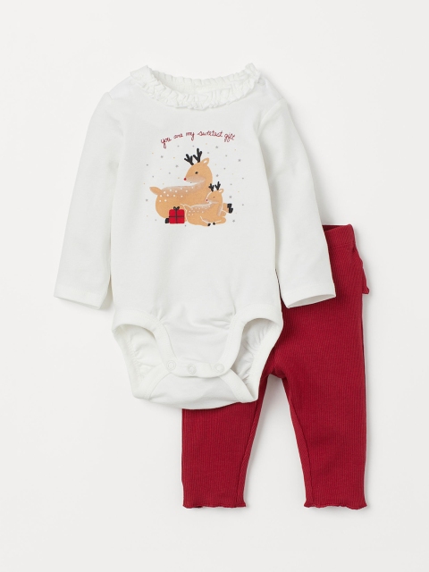 

H&M Kids White & Red 2-Piece Cotton Set