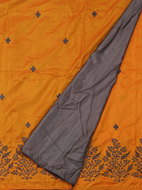 

Pothys Orange Embroidered Jute Silk Saree