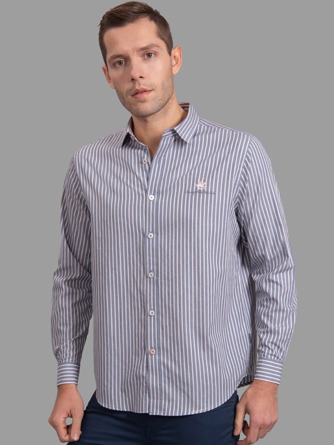 

Beverly Hills Polo Club Men Pink & Blue Regular Fit Striped Casual Shirt