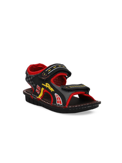 

Bubblegummers Kids Black & Red Printed Sports Sandals