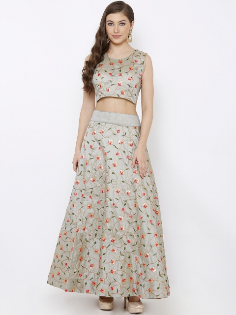 

SALWAR STUDIO Silver-Toned Ready to Wear Lehenga with Blouse