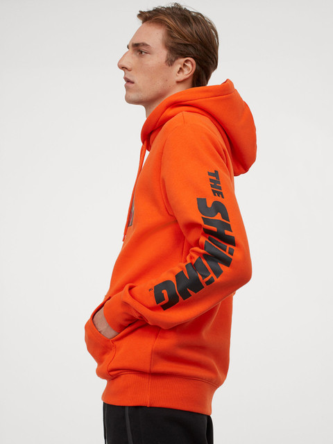 

H&M Men Orange Printed Hoodie