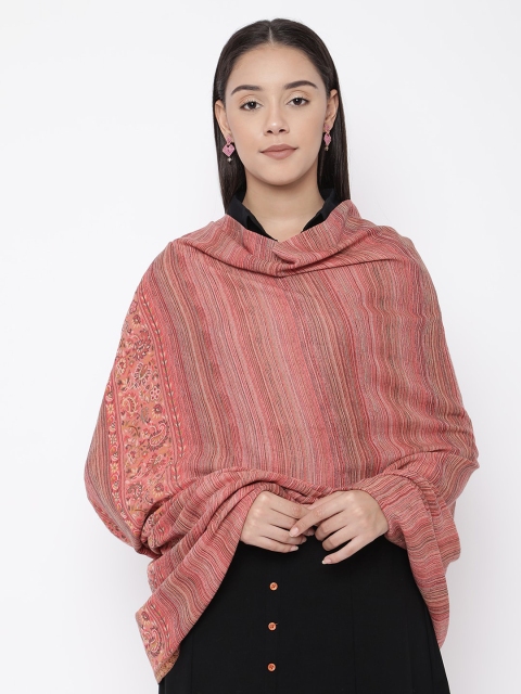 

Pashmoda Women Peach-Colour & Off-White Woven-Design Kashmiri Kaani Shawl