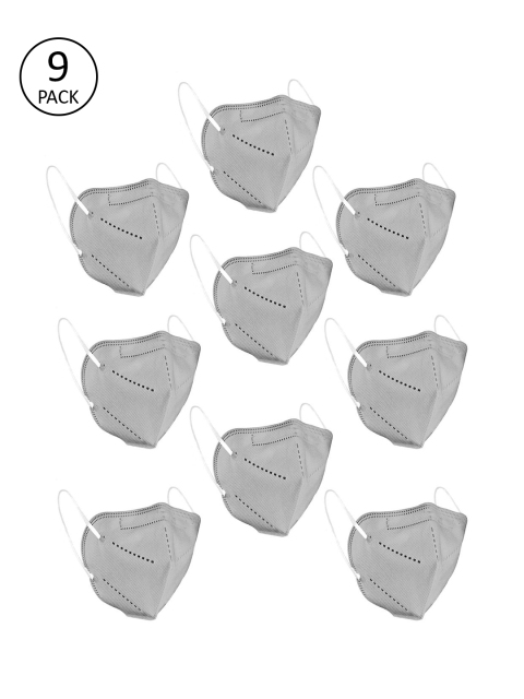 

OOMPH Unisex 9Pcs 5Ply Protective Outdoor Face Masks, Grey