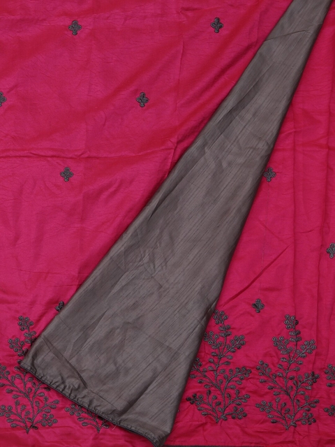 

Pothys Pink & Grey Jute Silk Embroidered Saree