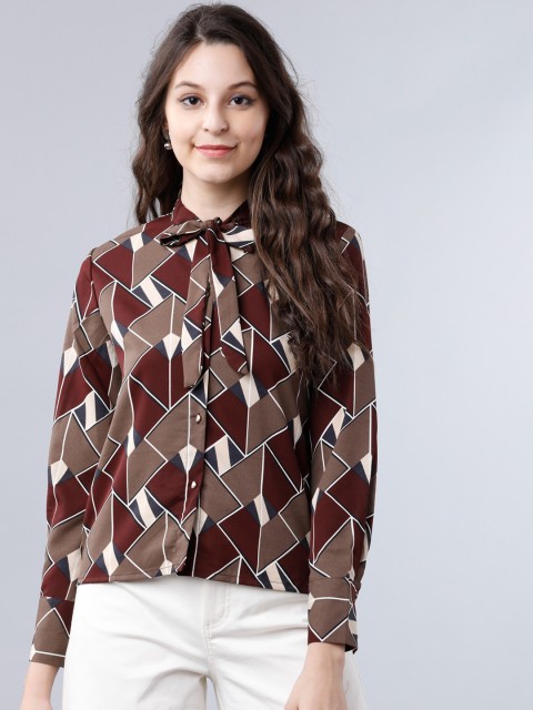 

Tokyo Talkies Women Brown Printed Shirt Style Top