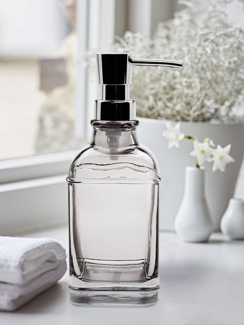 

OBSESSIONS Transparent & Silver-Toned Solid Ceramic Lucida Liquid Soap Dispenser