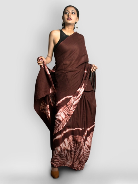 

Aryavart Brown Tie & Dye Pure Cotton Saree