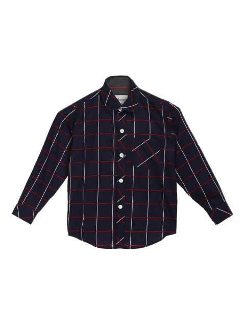 

Aj DEZInES Boys Navy Blue & Red Regular Fit Checked Casual Shirt