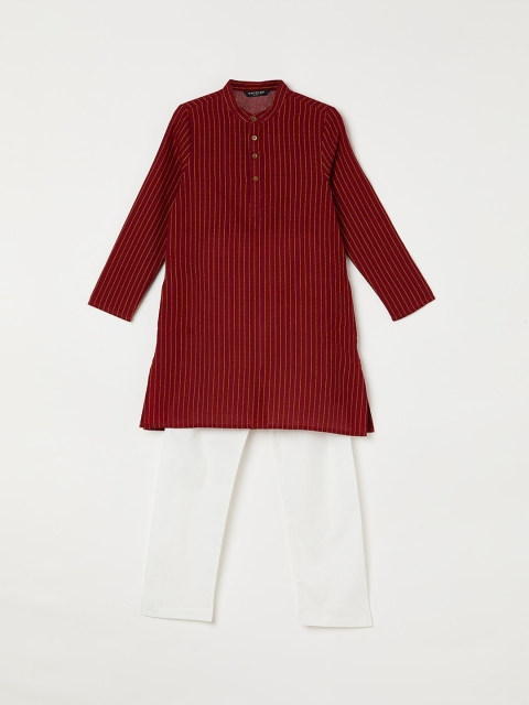 

Melange by Lifestyle Boys Maroon & White Embroidered Kurta with Dhoti Pants