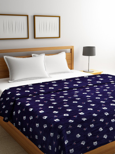 

NEUDIS Blue Floral AC Room 233 GSM Double Bed Blanket