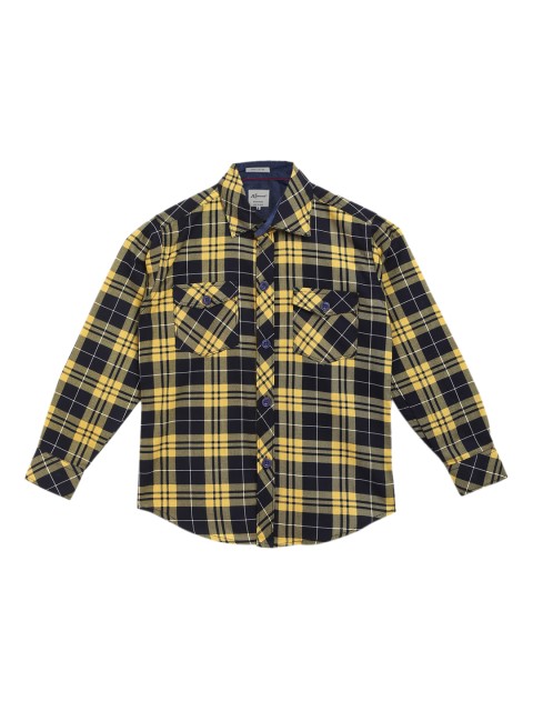 

Aj DEZInES Boys Yellow & Navy Blue Regular Fit Checked Casual Shirt