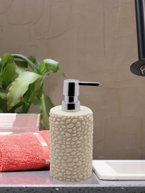 

OBSESSIONS Cream-Colored & Silver-Toned Textured Alvina Soap Dispenser