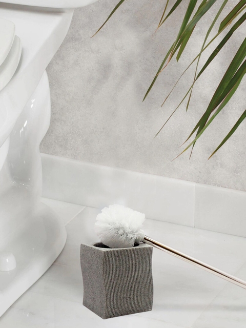 

OBSESSIONS Grey & Silver-Toned Textured Polyresin Alvina Toilet Brush With Holder