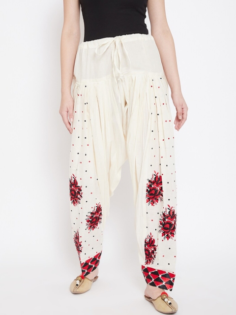 

Castle Women Off-White & Red Embroidered Phulkari Salwar