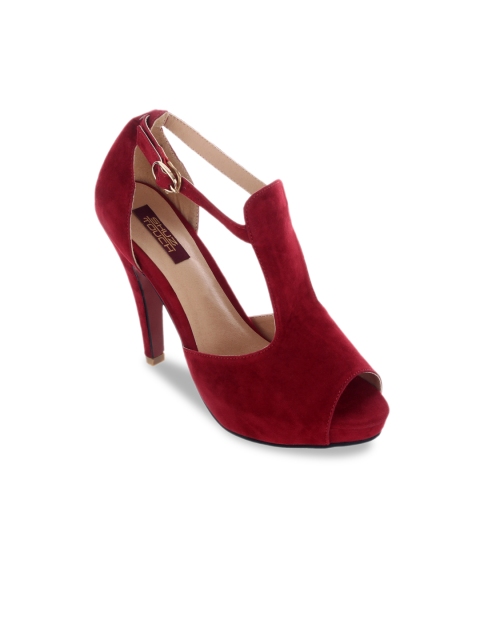 

SHUZ TOUCH Women Red Solid Peep Toes