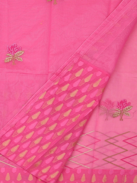 

Pothys Pink Woven Design Supernet Saree