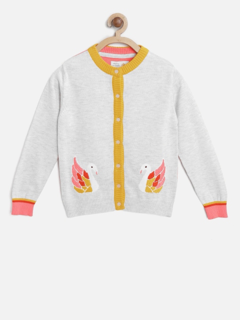 

Cherry Crumble Girls Grey Colourblocked Cardigan Sweater