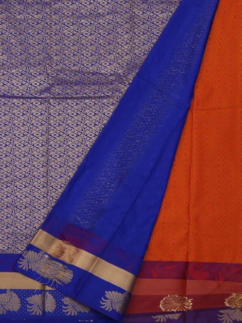 

Pothys Orange & Blue Art Silk Woven Design Saree