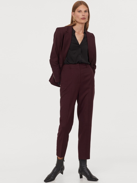 

H&M Women Red Solid Cigarette Trousers