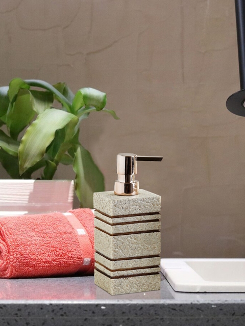 

OBSESSIONS Beige & Brown Striped Polyresin Alvina Liquid Soap Dispenser