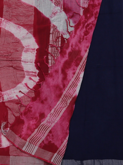 

Pothys Pink & White Linen Blend Dyed Saree