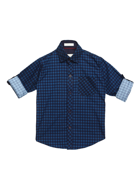 Aj DEZInES Boys Blue Comfort Regular Fit Checked Casual Shirt