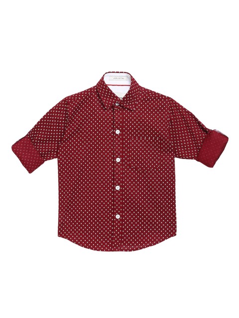 

Aj DEZInES Boys Maroon Comfort Regular Fit Printed Casual Shirt