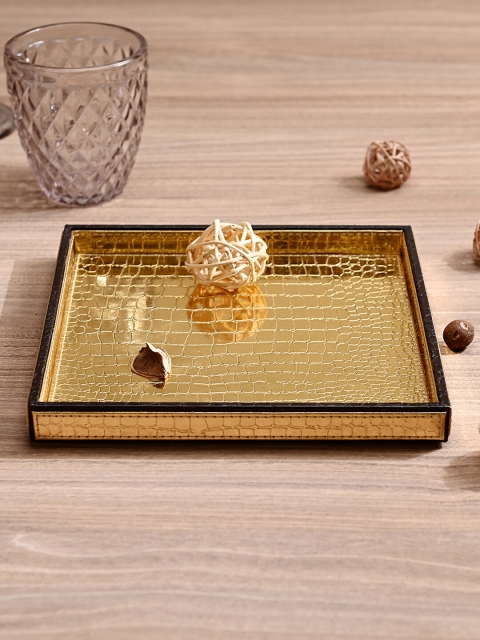

Pure Home and Living Gold-Toned Textured Rectangular Croco Platter