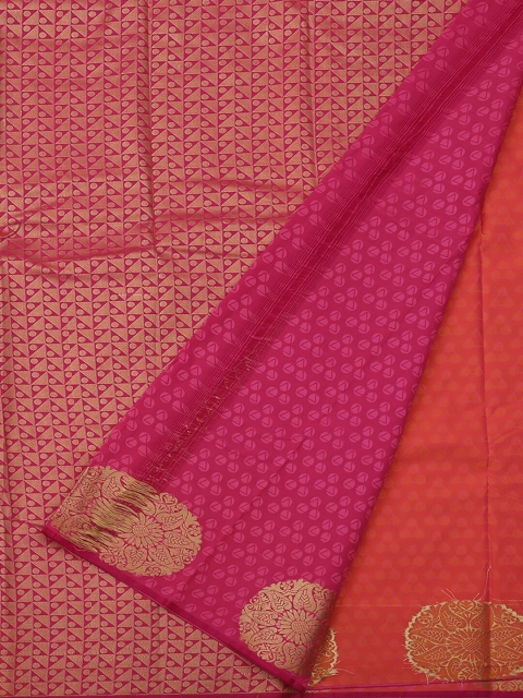 

Pothys Pink & Orange Art Silk Checked Saree
