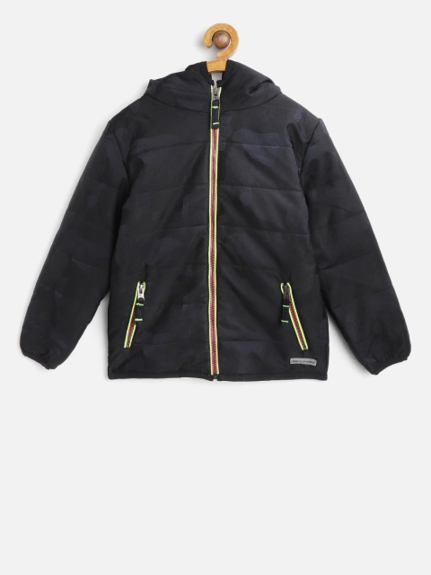 

Cherry Crumble Kids Charcoal Grey Printed Padded Jacket