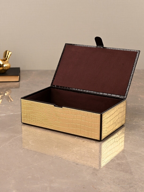 

Pure Home and Living Gold-Toned & Brown Croco Textured Storage Box