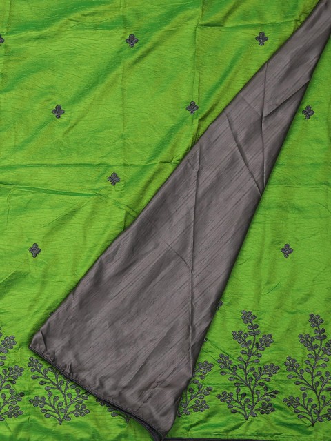 

Pothys Green & Grey Jute Silk Embroidered Saree