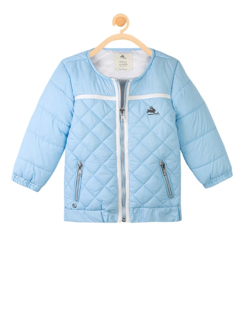 

Cherry Crumble Girls Aqua Blue Solid Quilted Jacket