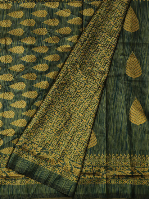 

Pothys Green & Gold-Toned Jute Silk Woven Design Saree