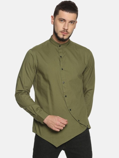 

IVOC Men Olive Green Slim Fit Solid Casual Shirt