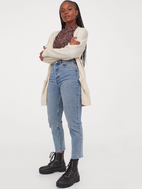 

H&M Women Beige Knitted Cardigan