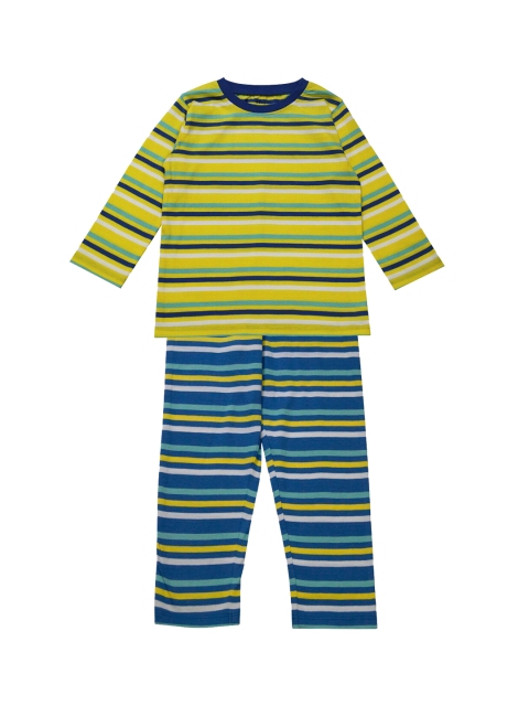 

ventra Boys Yellow & Blue Striped Night Suit