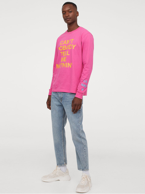 

H&M Men Pink Printed Jersey Top
