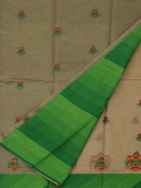 

Pothys Cream-Coloured & Red Supernet Printed Saree