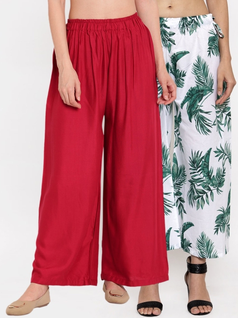 

TAG 7 Women Pack Of 2 Palazzos, White