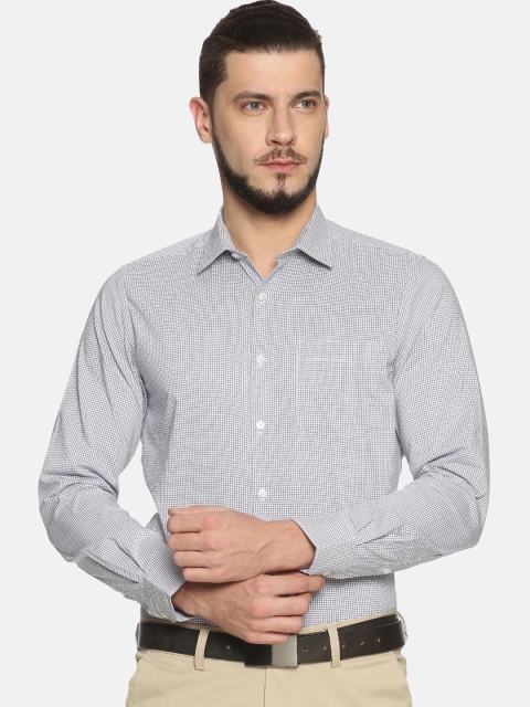 

IVOC Men White & Blue Slim Fit Checked Formal Shirt